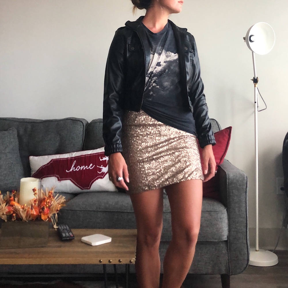 Gold Sequin Mini Skirt